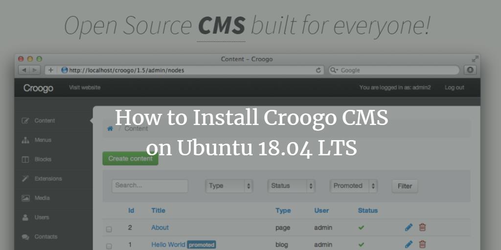 How to Install Croogo CMS on Ubuntu 18.04 LTS