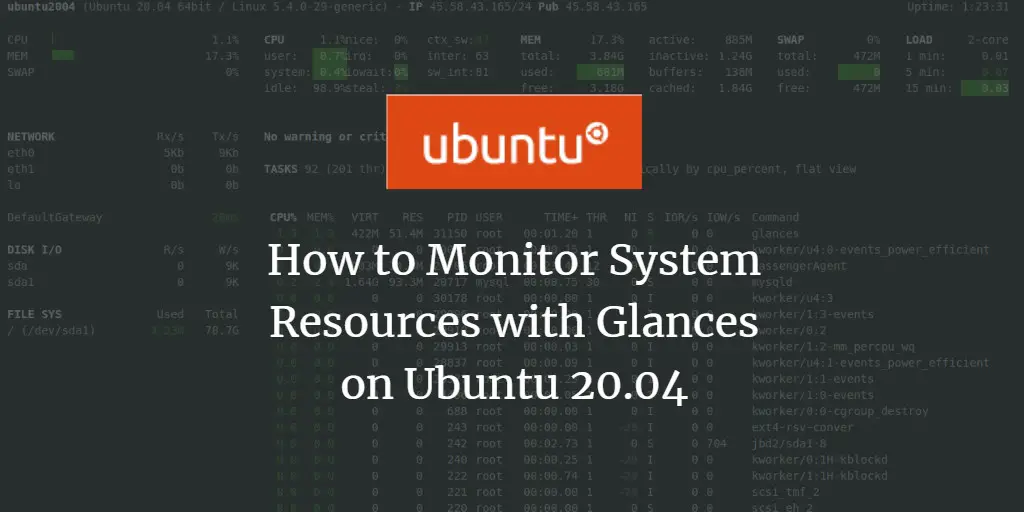 How to Monitor System Resources with Glances on Ubuntu 20.04