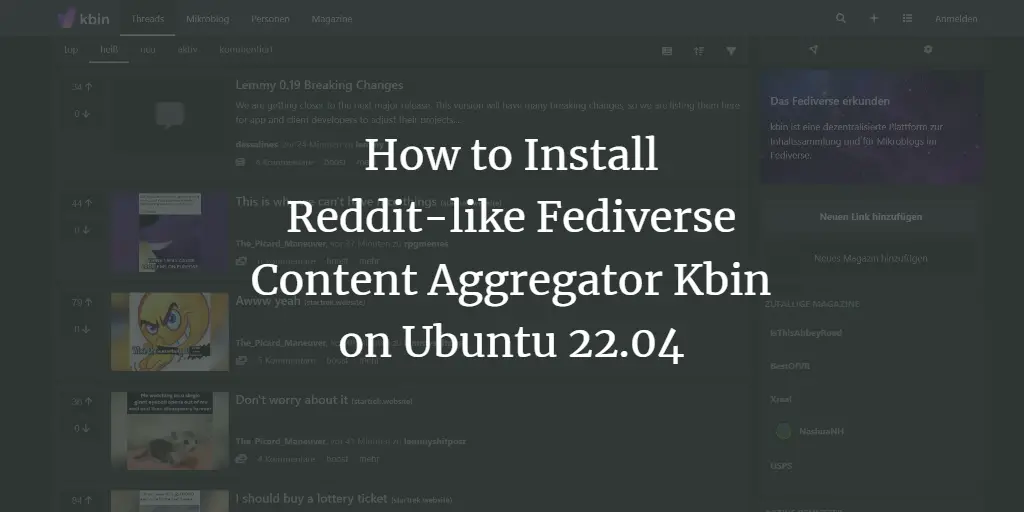 How to Install Reddit-like Fediverse Content Aggregator Kbin on Ubuntu 22.04