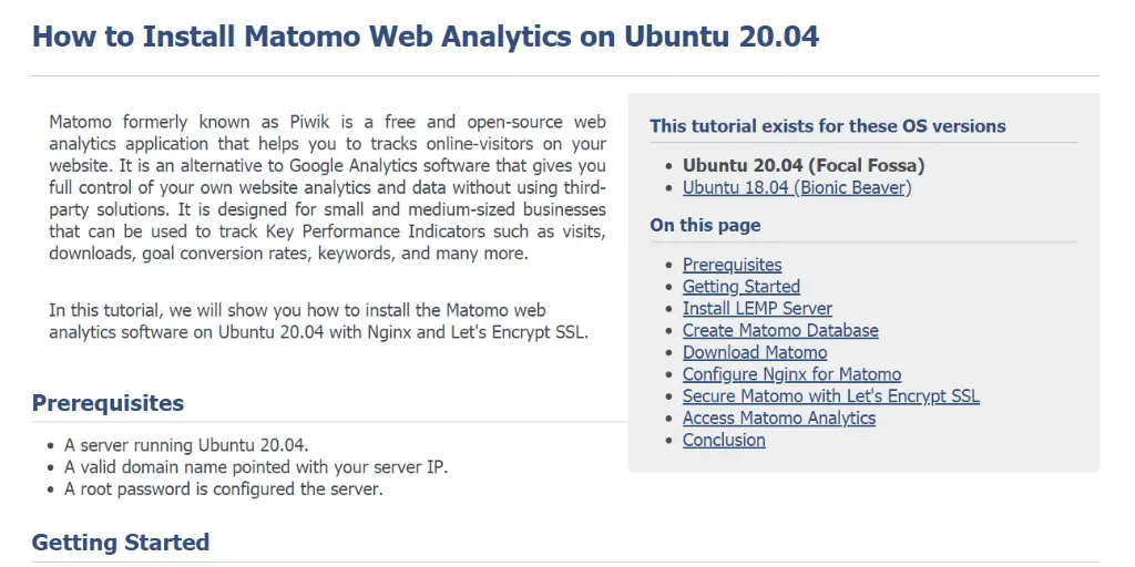 How to Install Matomo Web Analytics on Ubuntu 20.04