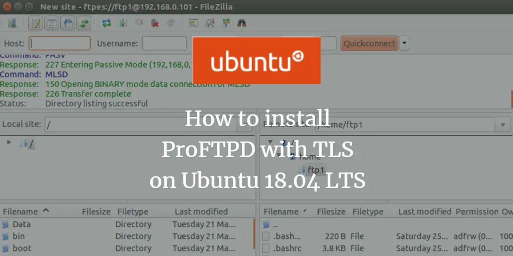 How to install ProFTPD with TLS on Ubuntu 18.04 LTS