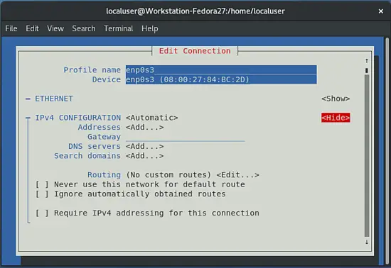 Edit network connection details