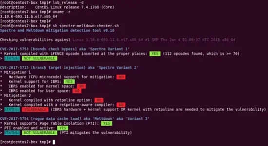 check Linux for Spectre and Meltdown vulnerability