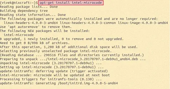 Install Intel Microcode Update on Linux