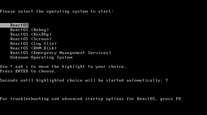 Booting ReactOS