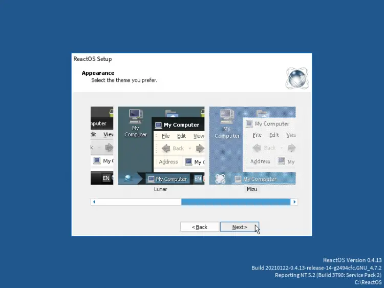 Choose ReactOS Theme