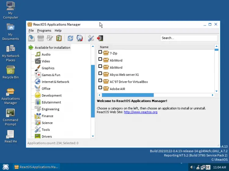 Install Applications on ReactOS