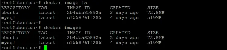 docker image ls command and the docker images command does the exact same thing.