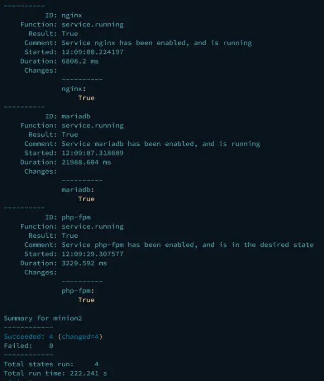 each services running