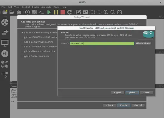 GNS3 Idle-PC setting.