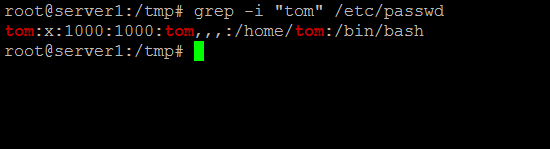 The -i option of grep command