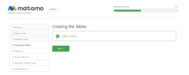 tables created