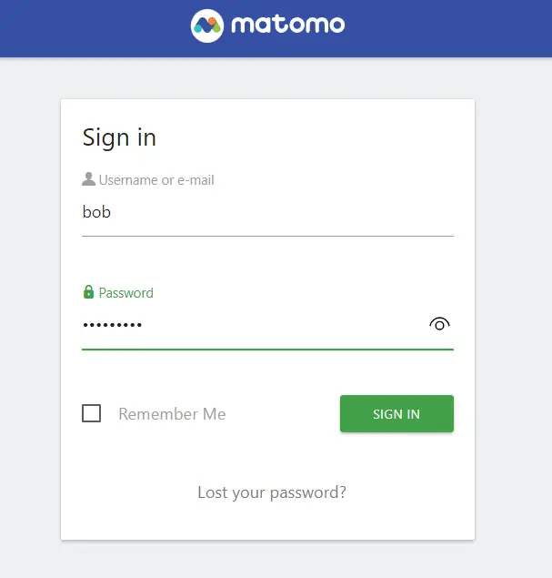 login to matomo