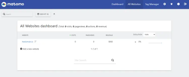 matomo dashboard