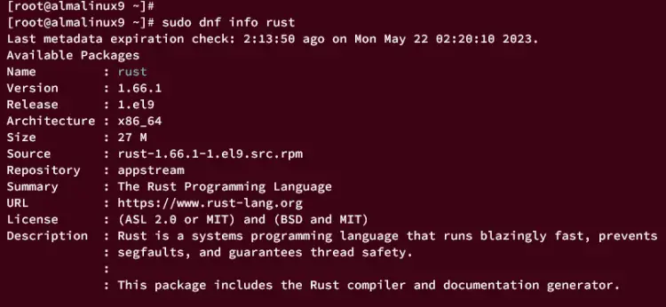 rust info package