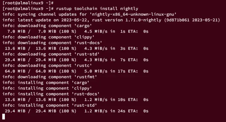 installing rust toolchain