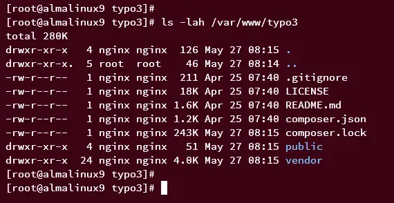 list files TYPO3 CMS source code