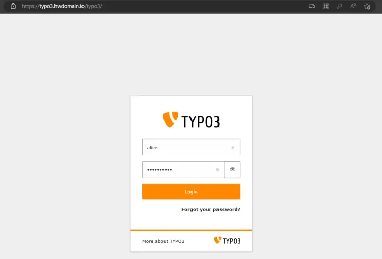 login to TYPO3 CMS