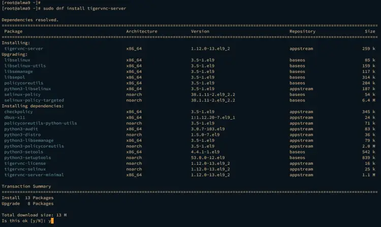 install tigervnc server
