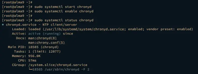 start enable verify chronyd