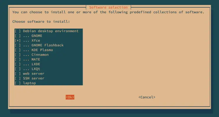 install xfce via tasksel