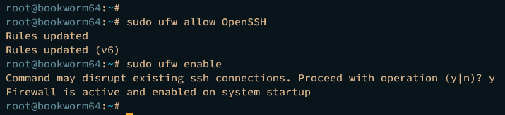 start enable ufw