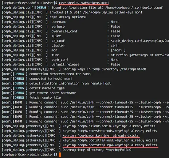 Gathering keys on monitor node