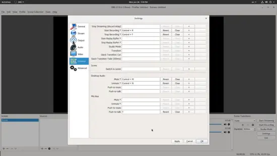 Configure Hotkeys in OBS