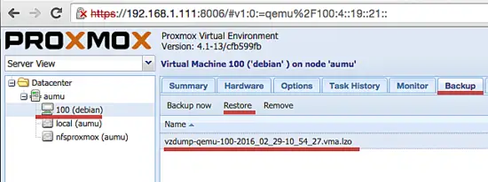 Replace VM from Backup