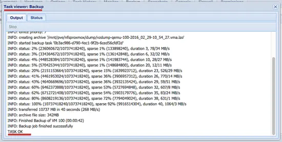 Backup is running.