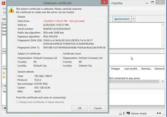 Accept the SSL error