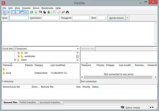 FileZille - Open the site manager.