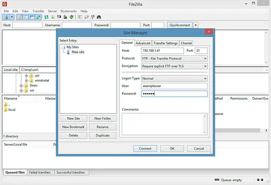 FileZilla Server Details