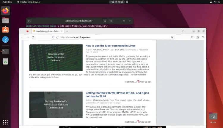 Open website in desktop browser via command line