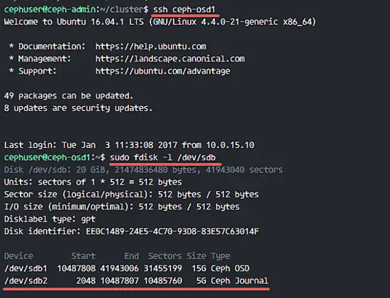 Ceph OSD nodes were created