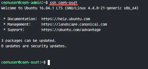 SSH Less password from ceph-admin to all nodes cluster