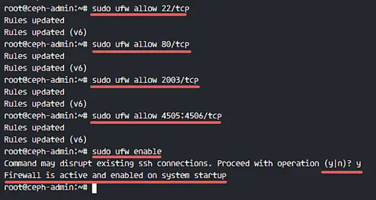 UFW Firewall with Ceph service