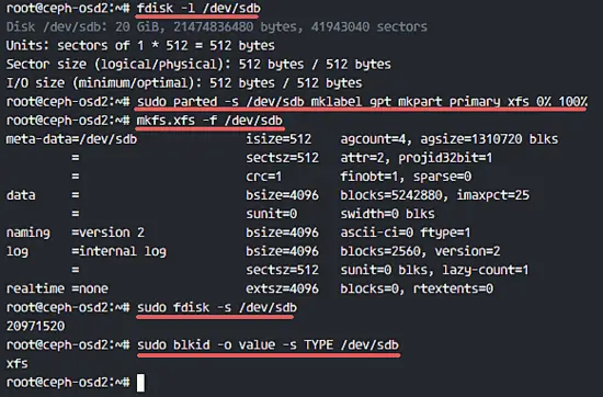 Format partition ceph OSD nodes