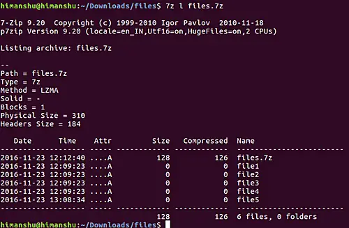 List files from 7zip archive