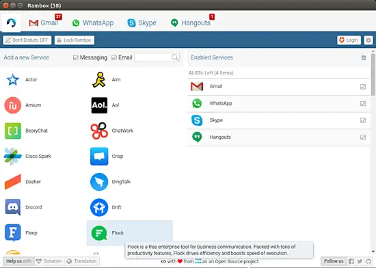 Use Rambox for WhatsApp, Skype, and Hangouts