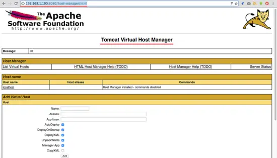 Apache Tomcat Virtual Host manager