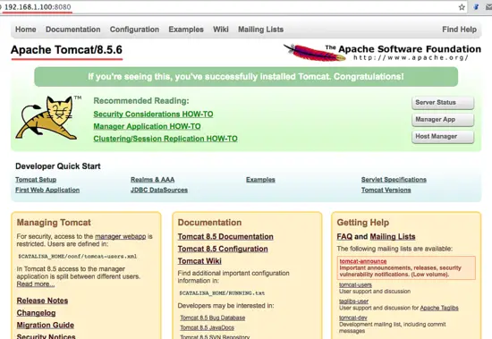 Apache tomcat default page