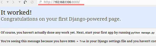 The Django Server is running.