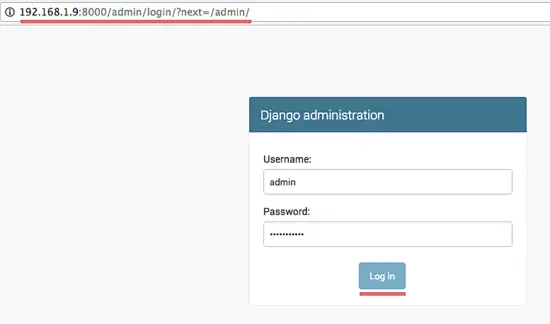 Django admin Login page