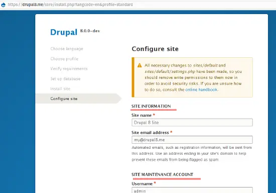 Drupal profile configuration.