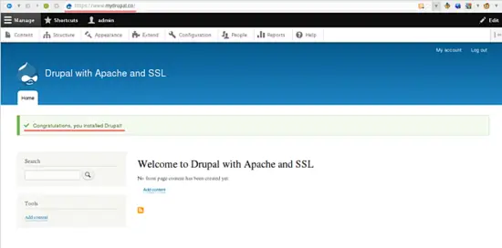 The Drupal installation is finished.