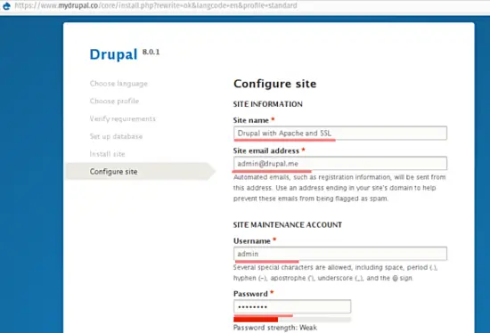 Drupal site configuration.