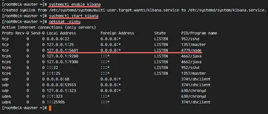 Kibana running as node application on port 5601