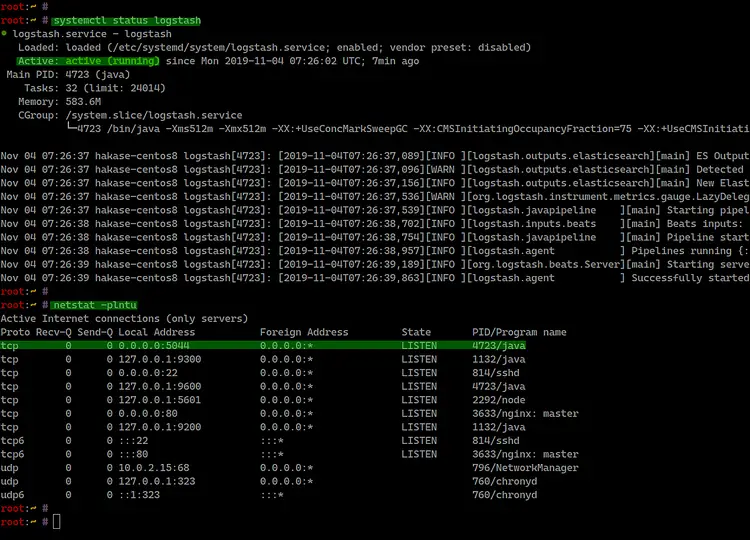 Check logstash status