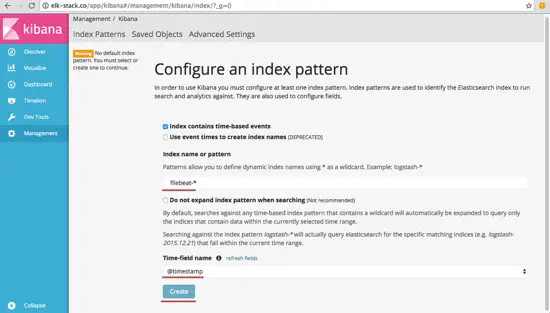 Create first index filebeat on Kibana Dashboard